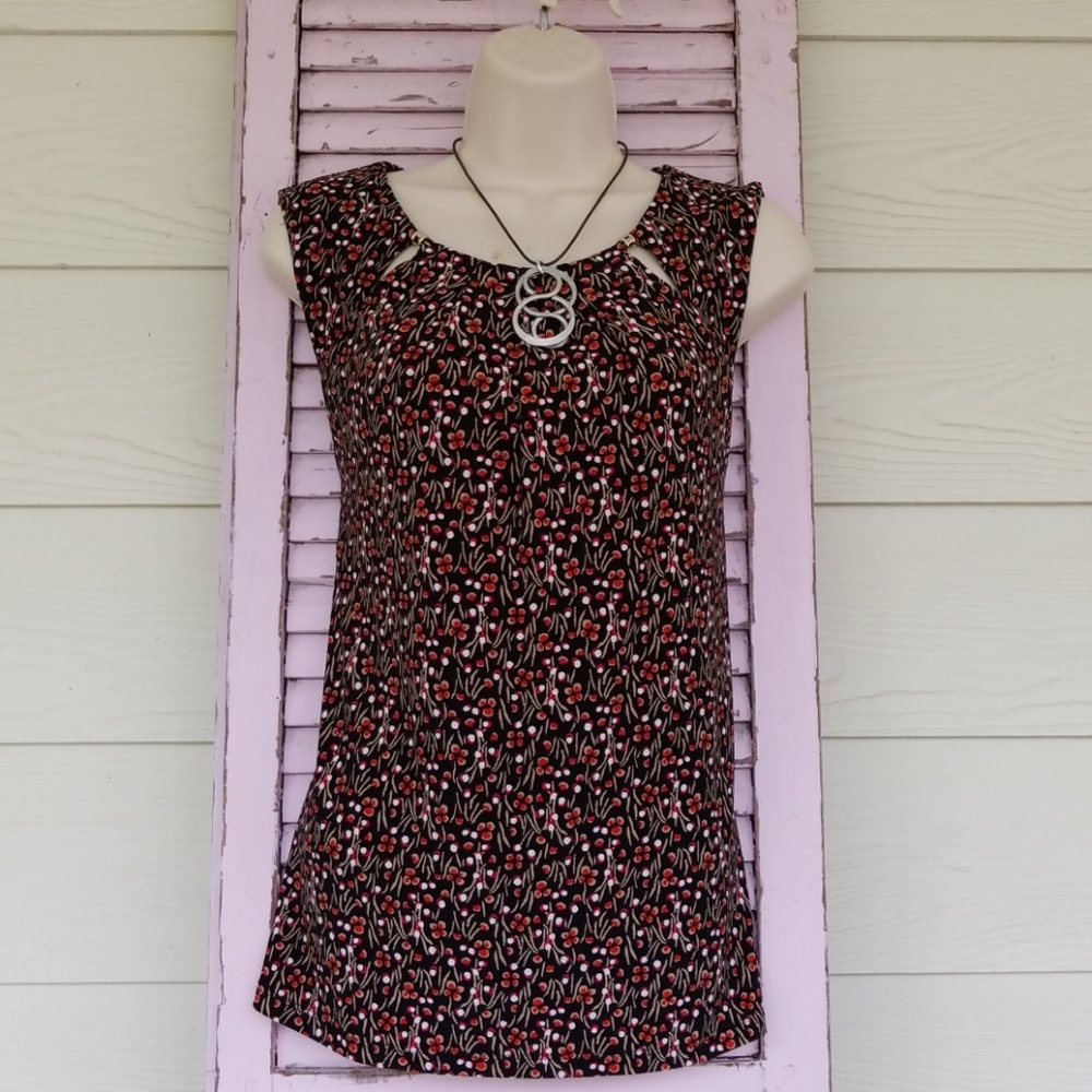 💗 TOMMY HILFIGER Multi-Color Shell w Shelf Bra Top Blouse M